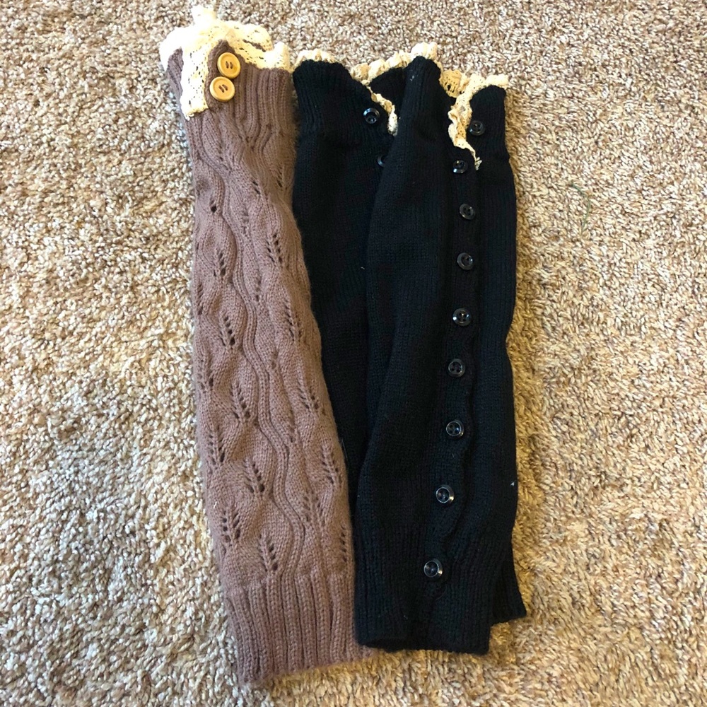 Knee high leg warmers Black and Tan